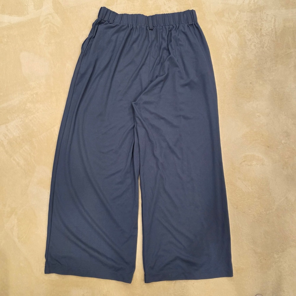 NWT Halara Wide Leg Trousers L Petite Blue Pleated High Waist Pocket Stretch - Picture 6 of 6